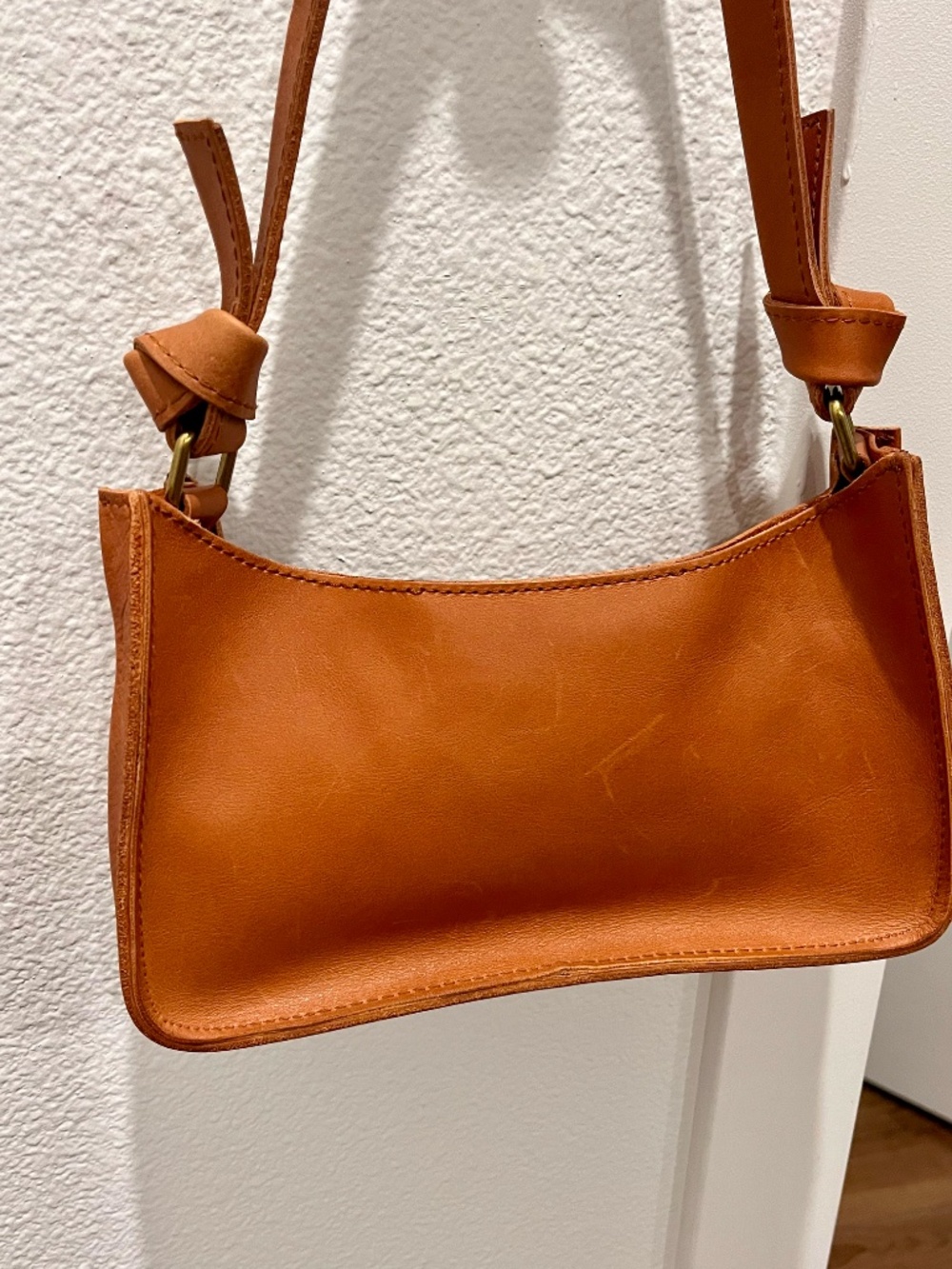 Madewell The Sydney Shoulder Leather Hobo‎ Bag in Burnished Caramel NWF NF070 - Picture 8 of 12